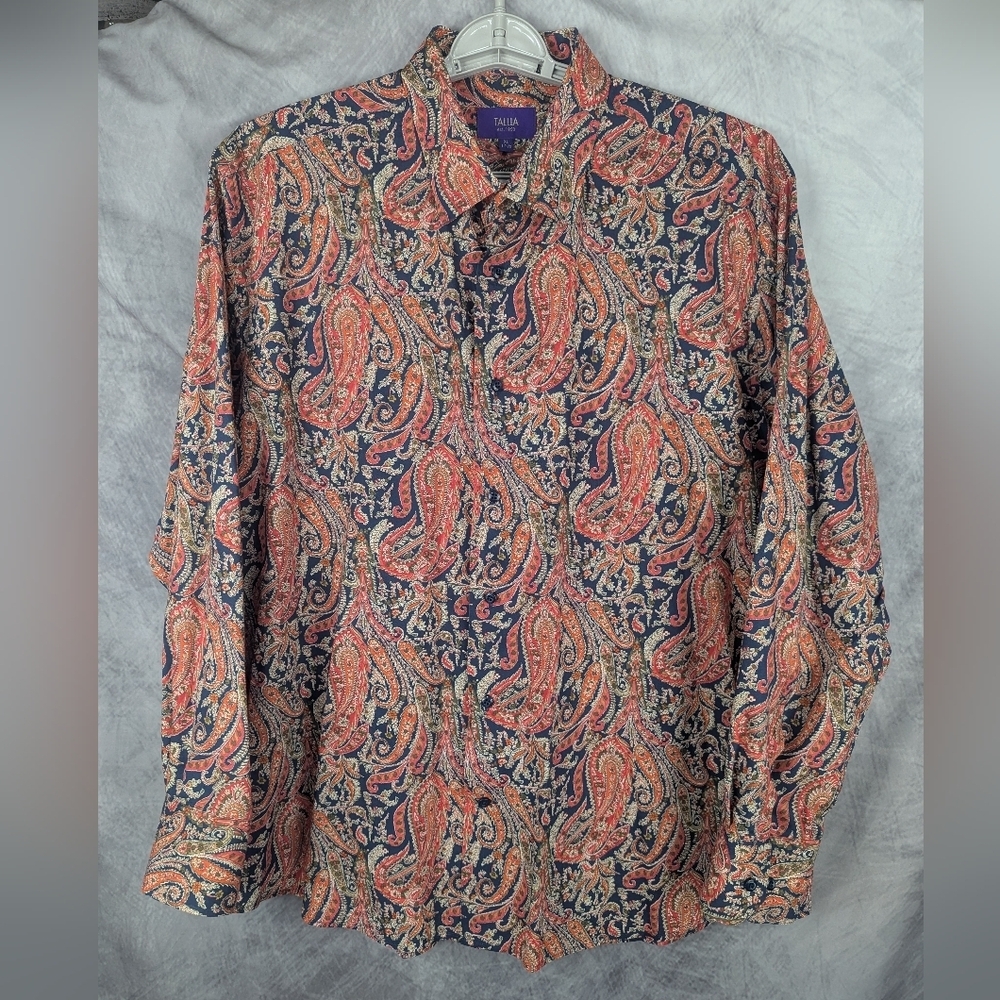 Talia Paisley Print Size XL (17.5) In Navy And Orange